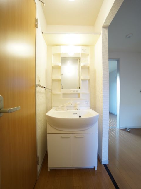 洗面設備　朝の忙しい時に便利なシャワー付きの洗面台です！