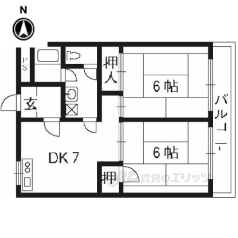 宇治市宇治のマンションの間取り