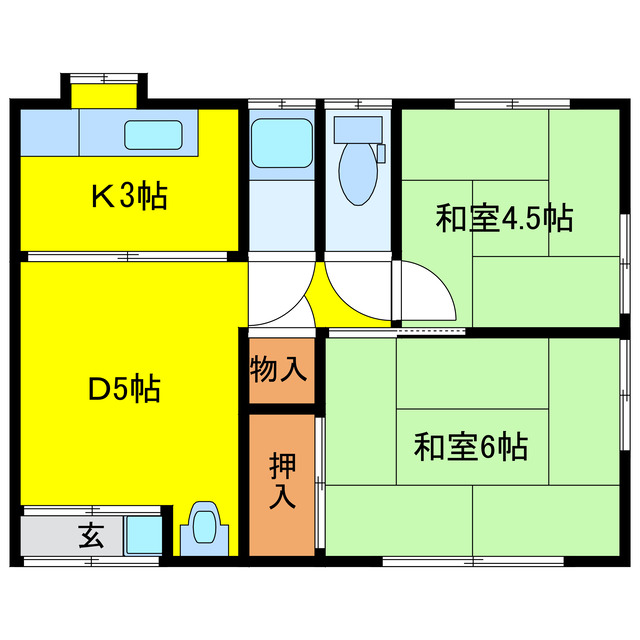 日宇南部借家の間取り