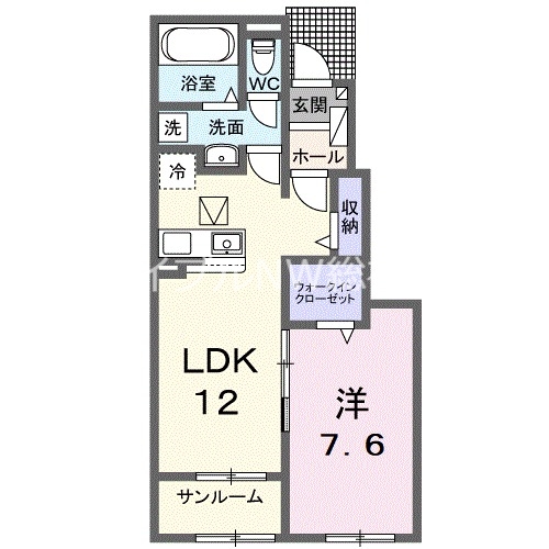 倉敷市林のアパートの間取り