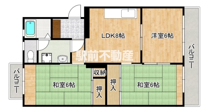 福岡市東区下原のマンションの間取り