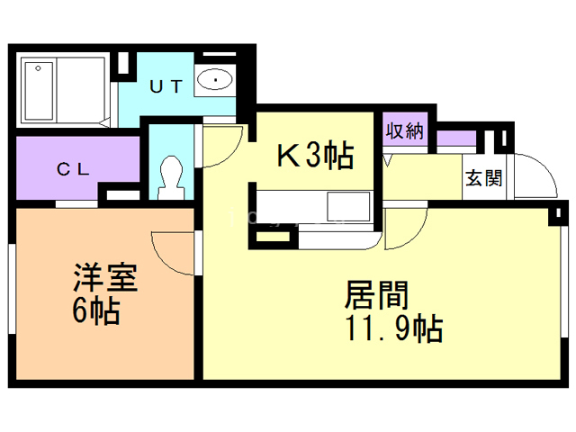 函館市桔梗町のアパートの間取り