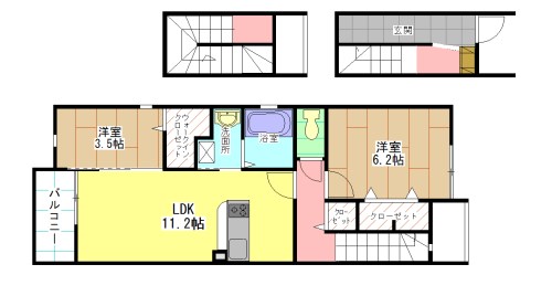 【北九州市八幡西区陣原のアパートの間取り】