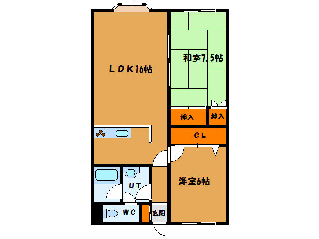 函館市西桔梗町のアパートの間取り