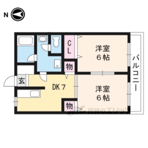 京都市右京区太秦椙ケ本町のマンションの間取り