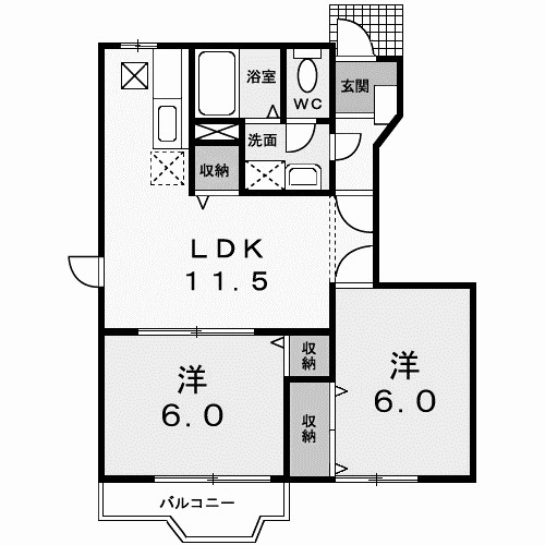 伊勢崎市上諏訪町のアパートの間取り