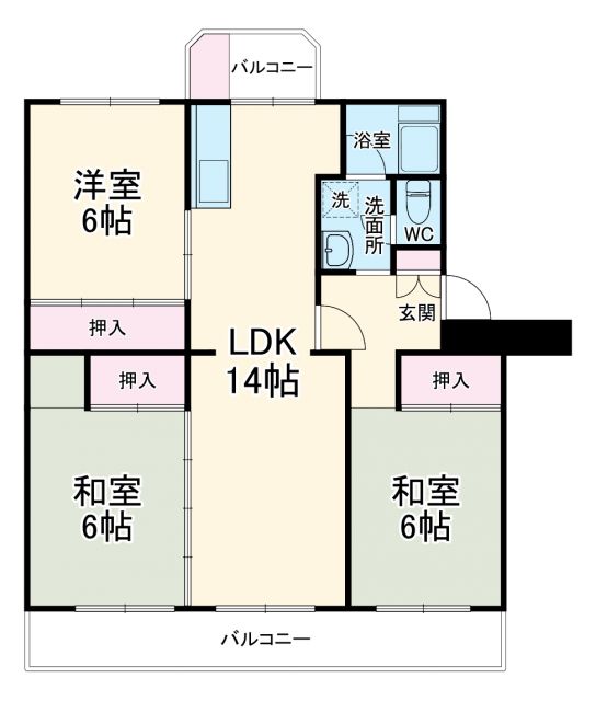 横須賀市グリーンハイツのマンションの間取り