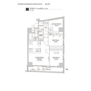 中央区日本橋堀留町のマンションの間取り