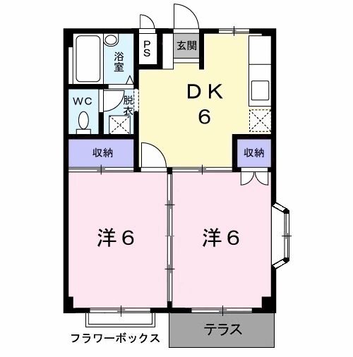 熊本市北区鶴羽田のアパートの間取り