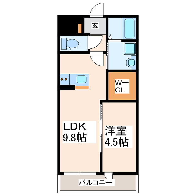 熊本市南区南高江のアパートの間取り