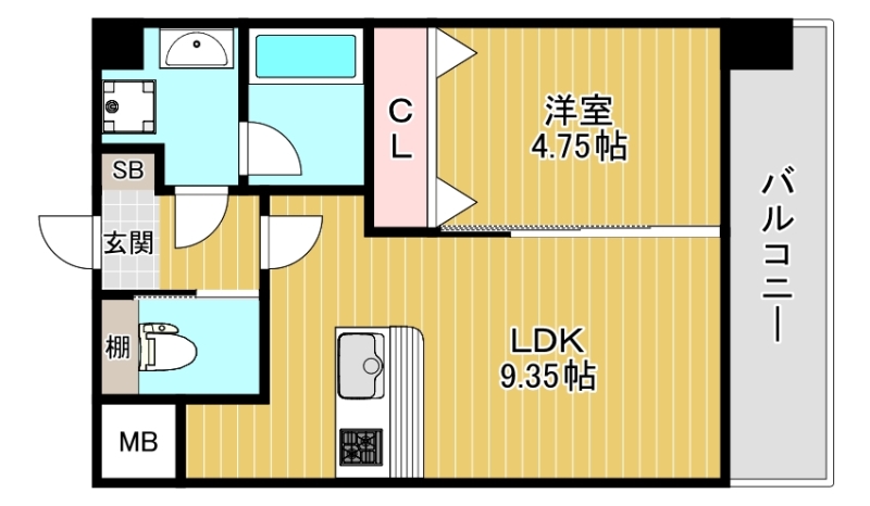 東大阪市足代北のマンションの間取り