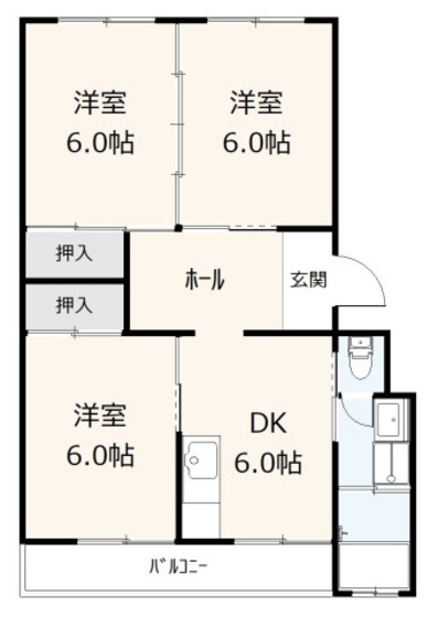 呉市焼山東のマンションの間取り