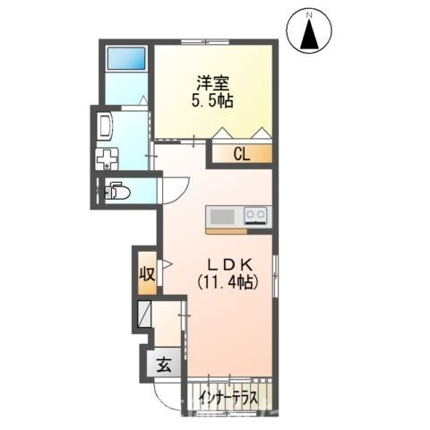 筑紫野市石崎のアパートの間取り