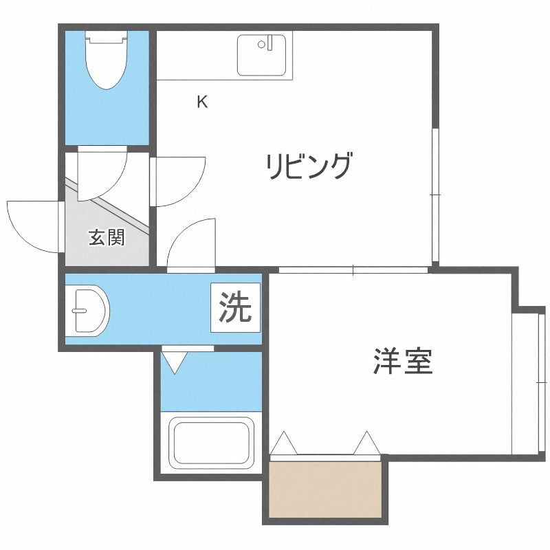 札幌市中央区南十四条西のアパートの間取り