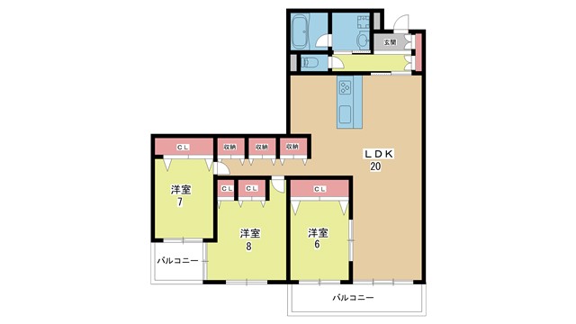 吹田市上山田のマンションの間取り