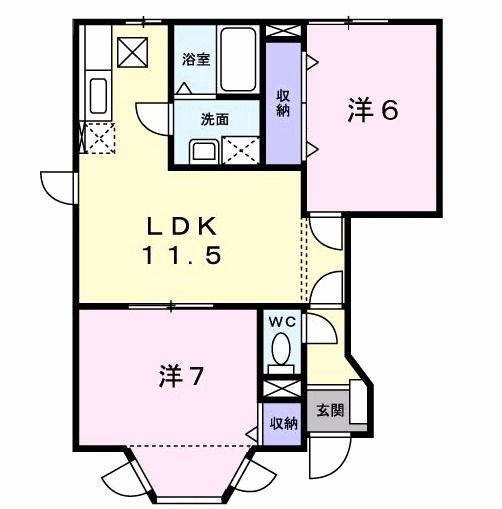 北九州市小倉南区朽網東のアパートの間取り