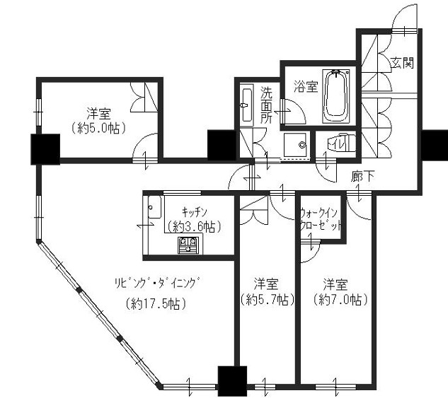 大阪市西区江之子島のマンションの間取り