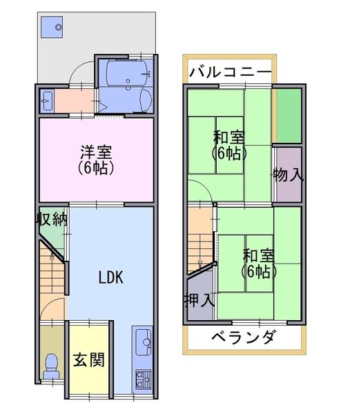 貸家 羽束師志水町208-15の間取り写真