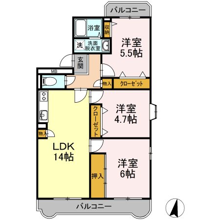 小田急小田原線 伊勢原駅 徒歩7分 4階建 築29年の間取り写真
