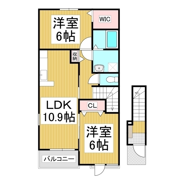 長野市篠ノ井杵淵のアパートの間取り