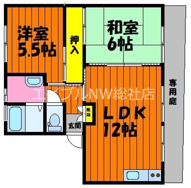 倉敷市粒江のアパートの間取り