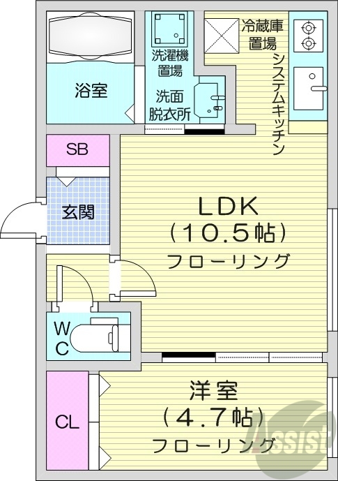 【札幌市豊平区月寒西一条のマンションの間取り】