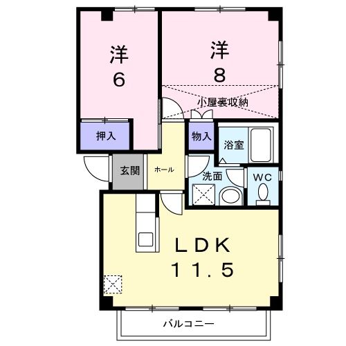 仙台市青葉区八幡のアパートの間取り