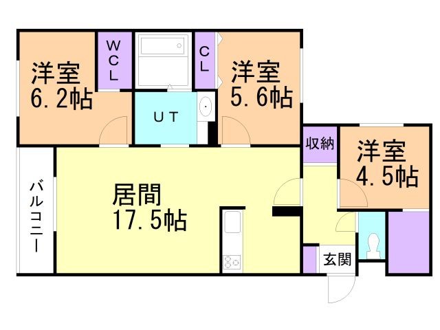 札幌市厚別区厚別南のマンションの間取り