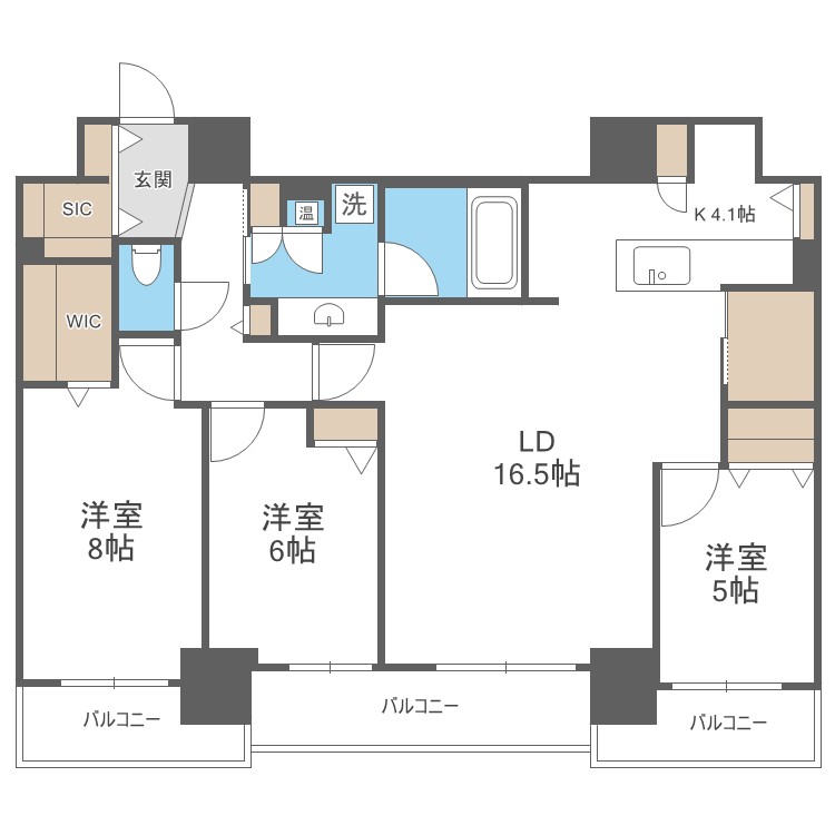 北広島市中央のマンションの間取り