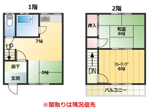 唐津市鏡のアパートの間取り