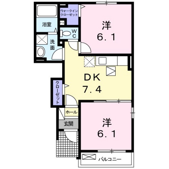 【岡山市中区平井のアパートの間取り】