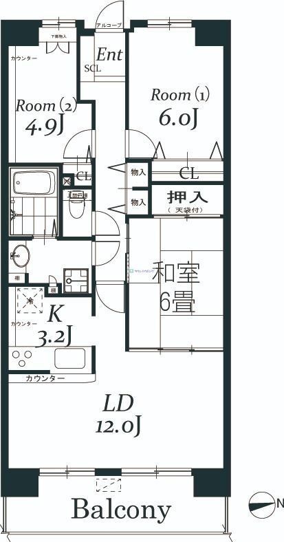 白井市冨士のマンションの間取り