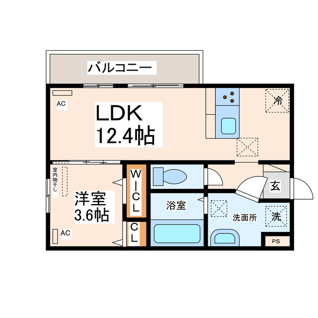 熊本市東区長嶺東のアパートの間取り