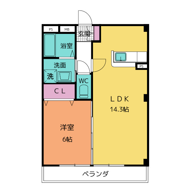 ハイツレモングラス　Ｂ棟の間取り