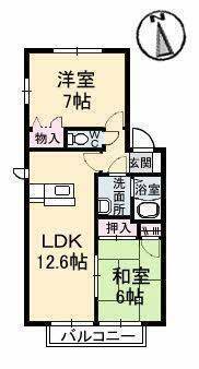 伊予郡松前町大字筒井のアパートの間取り