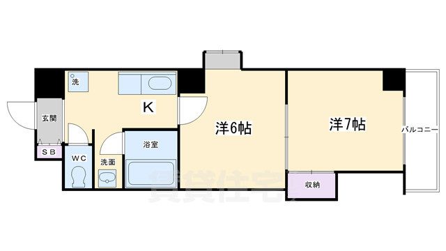 京都市中京区船屋町のマンションの間取り