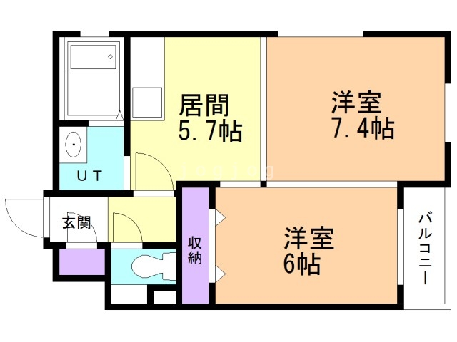 札幌市中央区北四条西のマンションの間取り