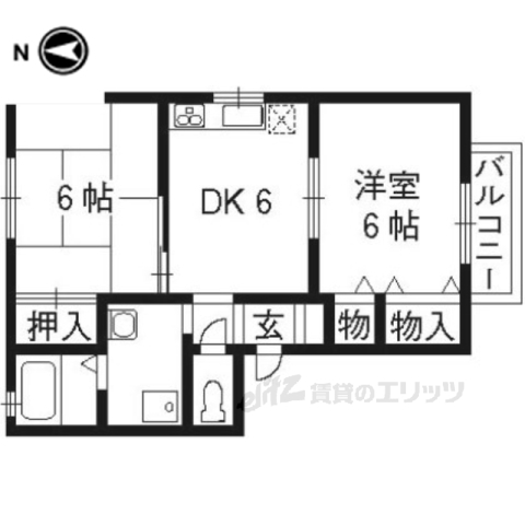 【京都市山科区椥辻池尻町のアパートの間取り】