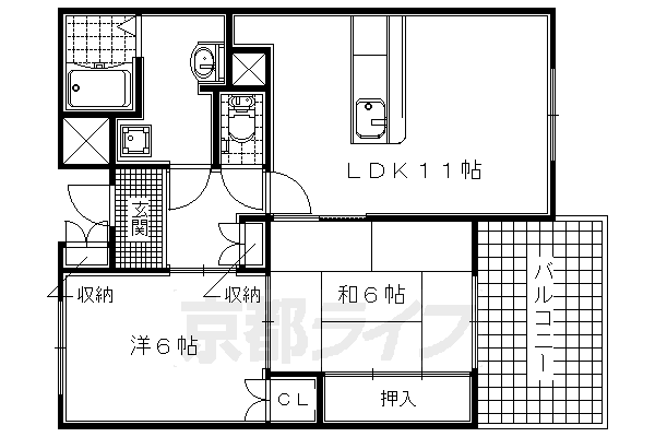 京都市伏見区向島津田町のマンションの間取り