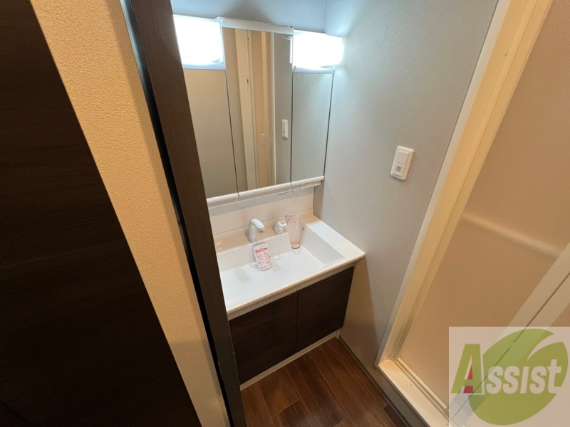 洗面設備　シャンプードレッサー。身支度はここでばっちりですね。