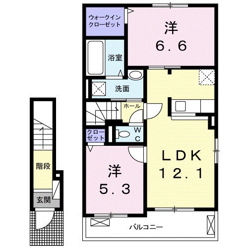 広島市安佐北区上深川町のアパートの間取り