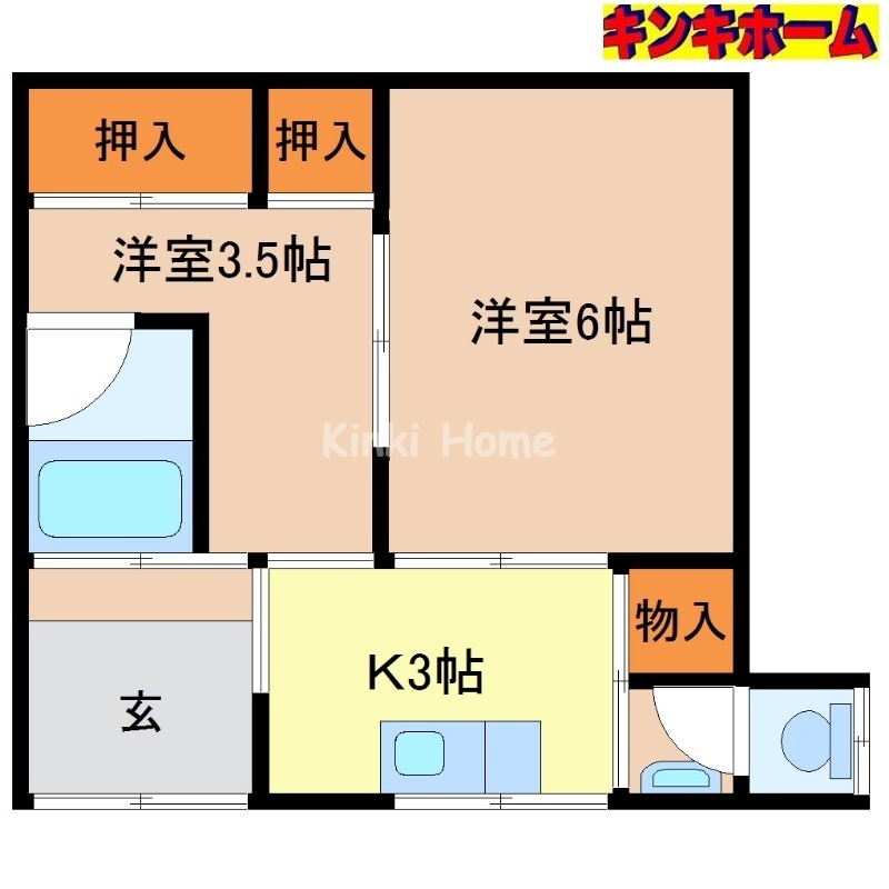 和歌山市和歌浦中のアパートの間取り