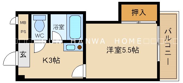 八尾市東山本新町のマンションの間取り