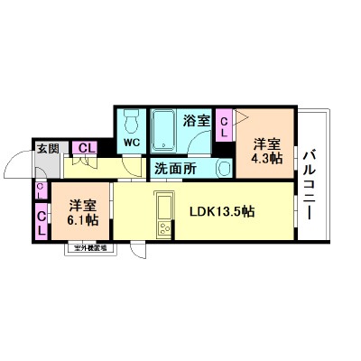 大阪市淀川区木川西のアパートの間取り