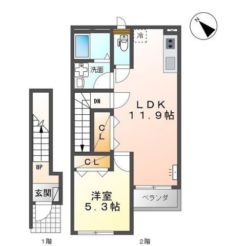 高岡市横田町のアパートの間取り