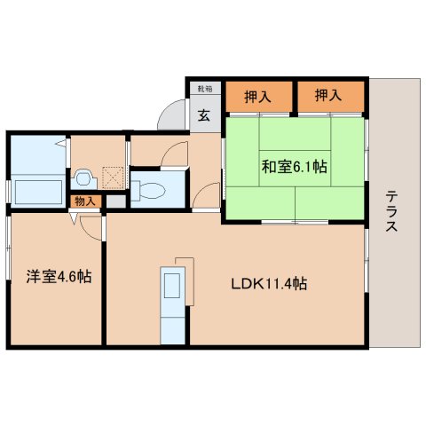 磯城郡田原本町大字千代のアパートの間取り