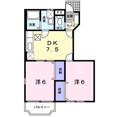 市川市下貝塚のアパートの間取り