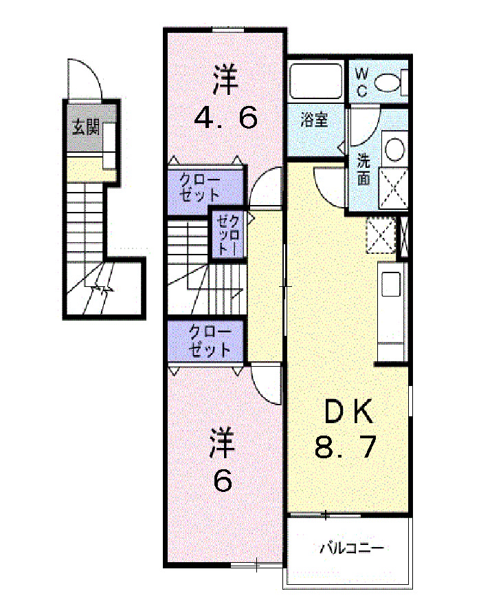 【小田原市北ノ窪のアパートの間取り】