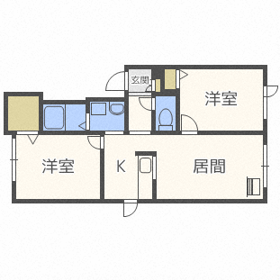 札幌市西区西野二条のアパートの間取り