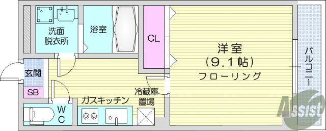 仙台市宮城野区岩切のマンションの間取り